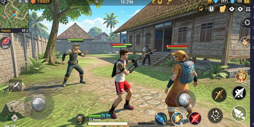 Screenshot aplikasi menunjukkan halaman utama dengan berbagai pilihan permainan.